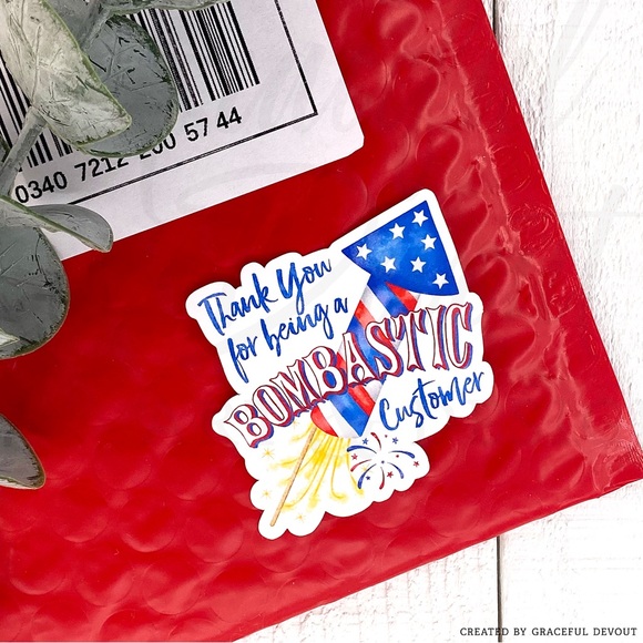 Thank You For Being A Bombastic Customer- 2" (inches) Sticker 48ct.)  [GD75-48] - Picture 3 of 6